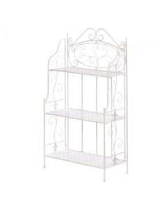 WHITE BASKET WEAVE BAKERS RACK